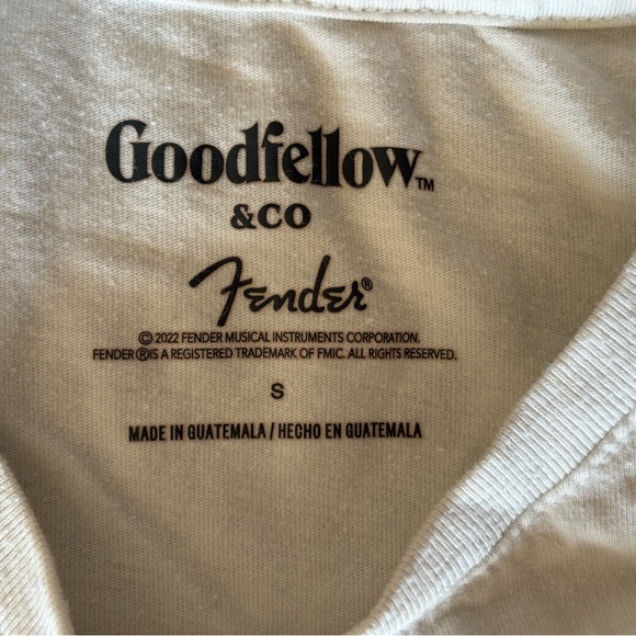 Fender Los Angeles California White Crewneck Tee Shirt with Logo Print - Picture 3 of 4